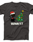 What? Christmas Cat T-Shirt | Funny Holiday Cat & Tree Design Tee