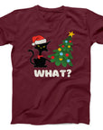 What? Christmas Cat T-Shirt | Funny Holiday Cat & Tree Design Tee