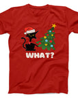 What? Christmas Cat T-Shirt | Funny Holiday Cat & Tree Design Tee