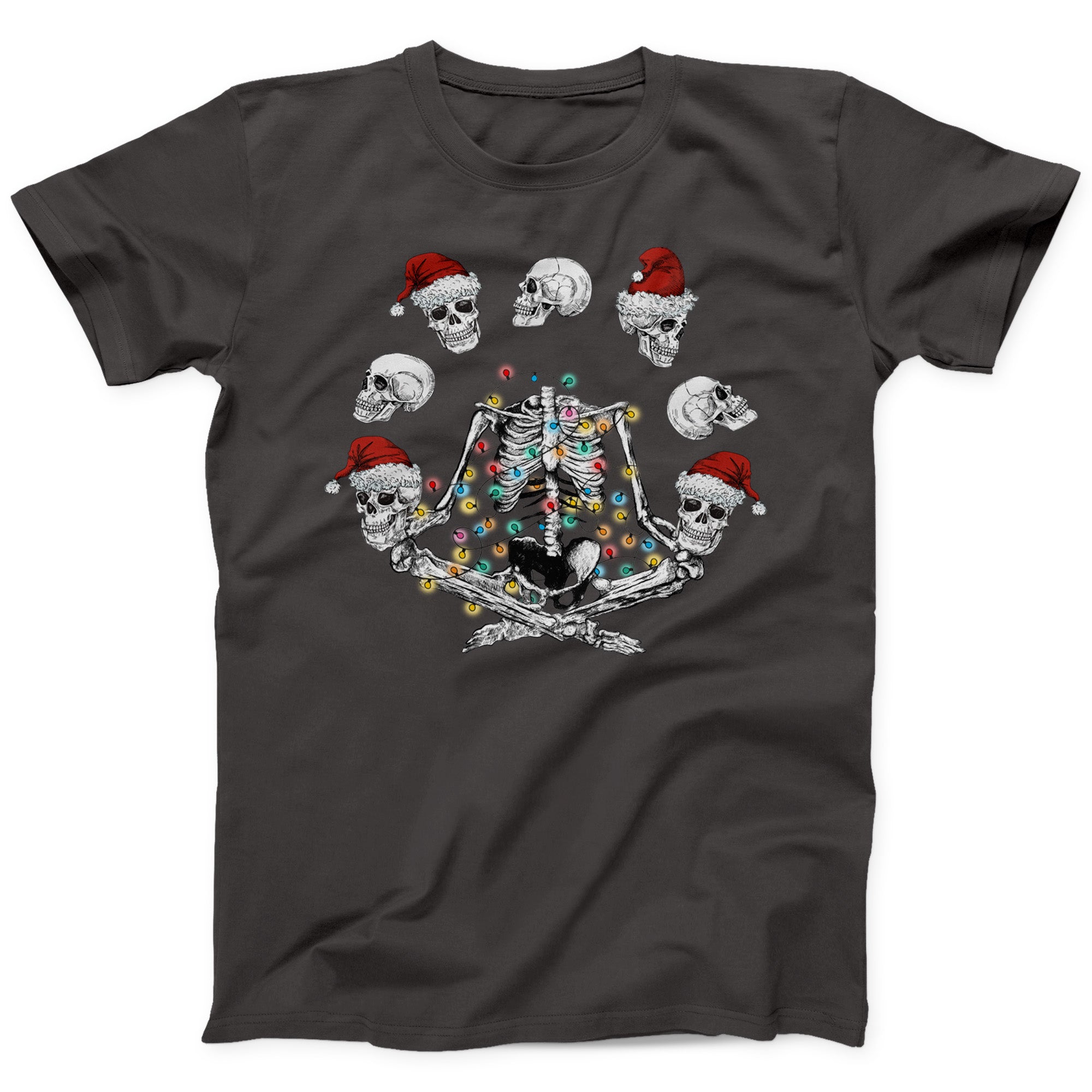 Skeleton Christmas T-Shirt | Festive Skull and Lights Holiday Tee