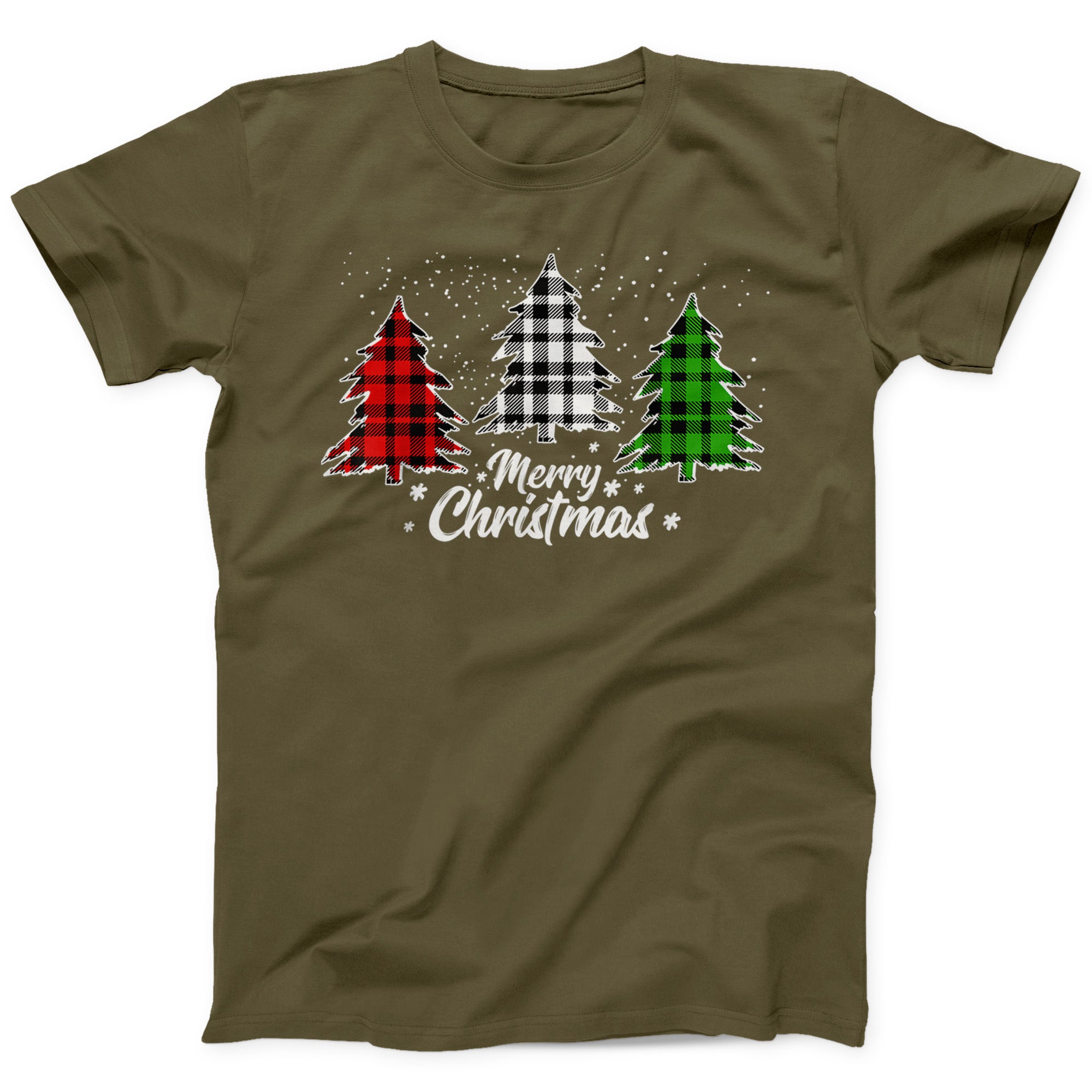 Plaid Christmas Trees T-Shirt | Festive Buffalo Check Holiday Tee