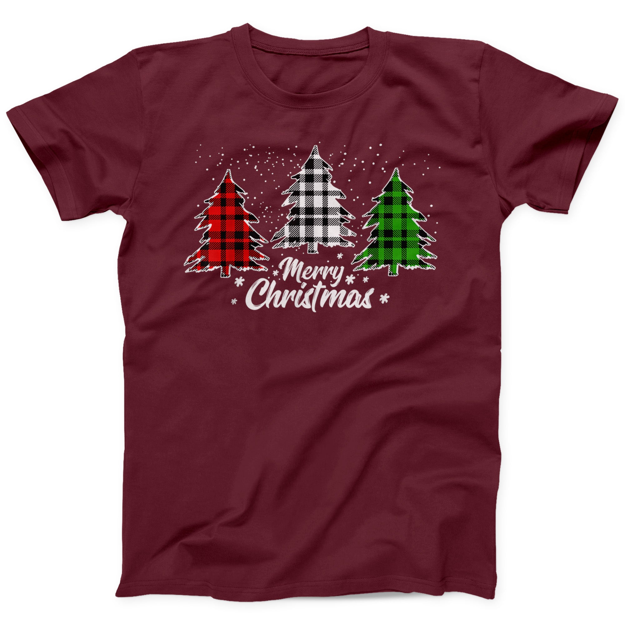 Plaid Christmas Trees T-Shirt | Festive Buffalo Check Holiday Tee