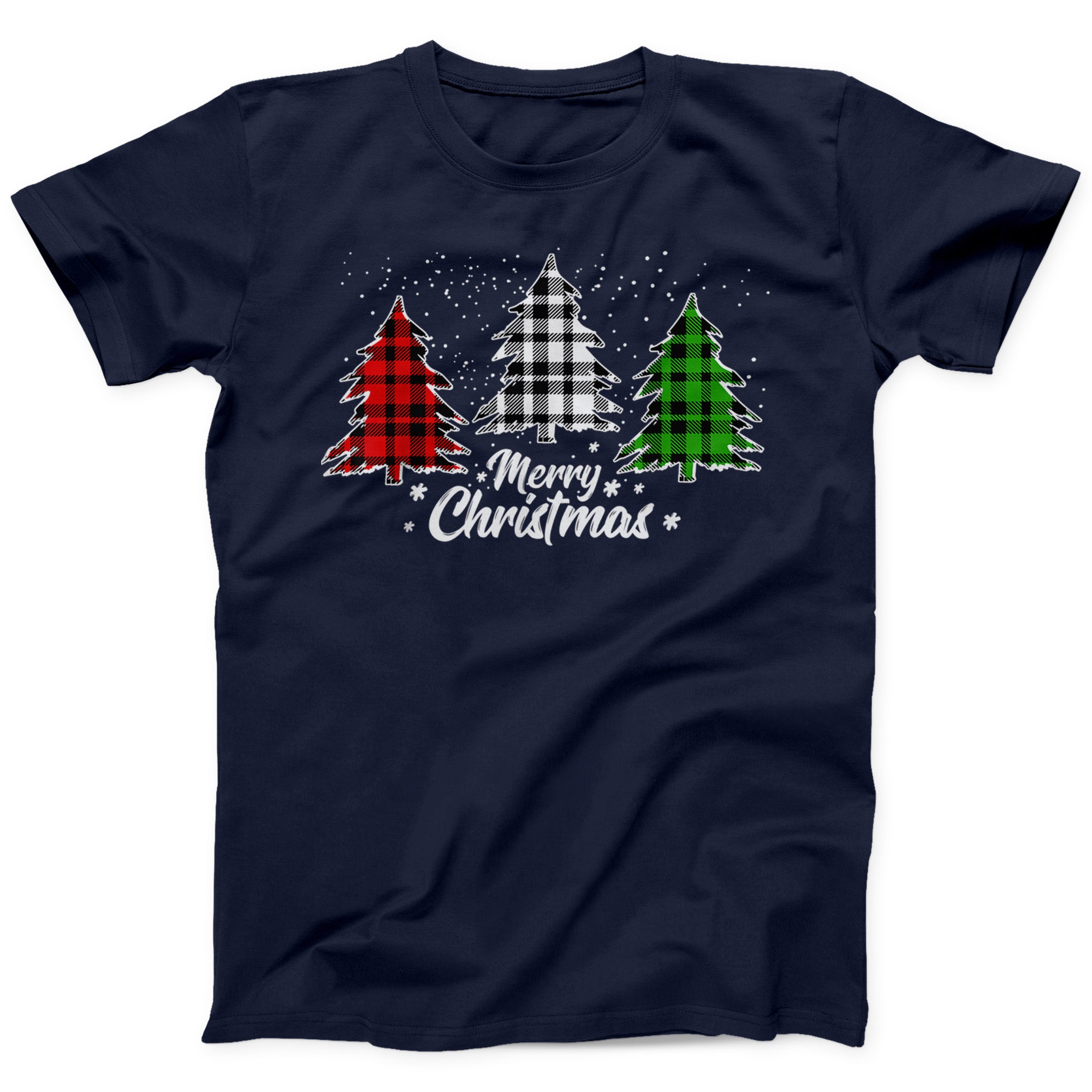 Plaid Christmas Trees T-Shirt | Festive Buffalo Check Holiday Tee