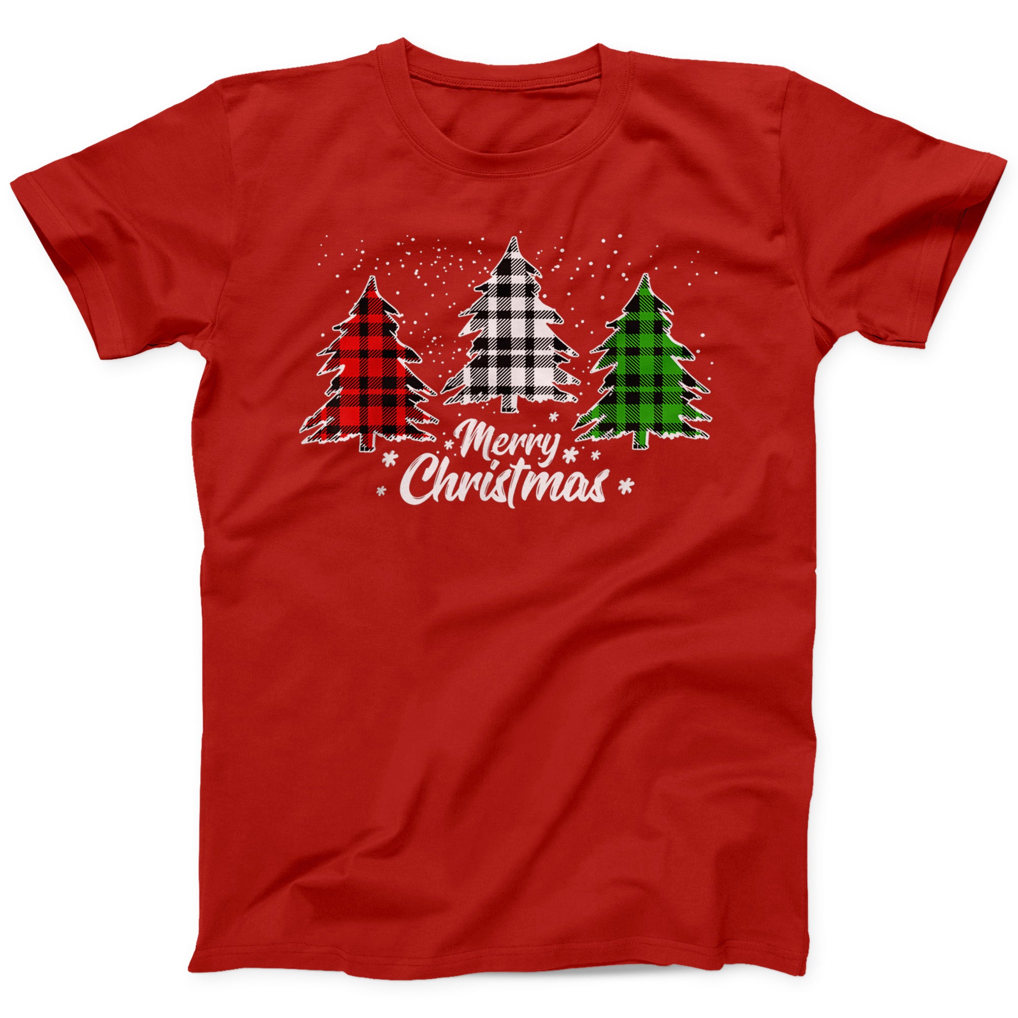 Plaid Christmas Trees T-Shirt | Festive Buffalo Check Holiday Tee